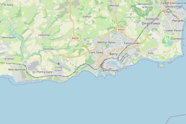 Map of Barry and the surrounding area