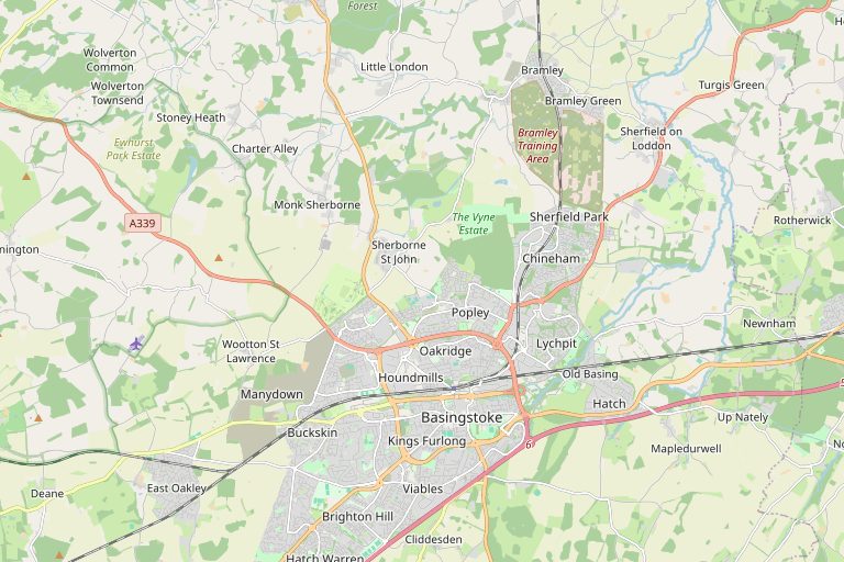 Map of Basingstoke and the surrounding area