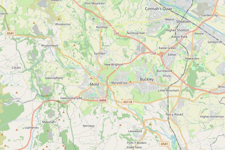 Map of Buckley and the surrounding area