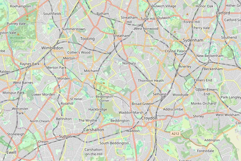 Map of Croydon and the surrounding area