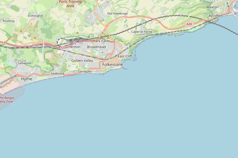 Map of Folkestone and the surrounding area