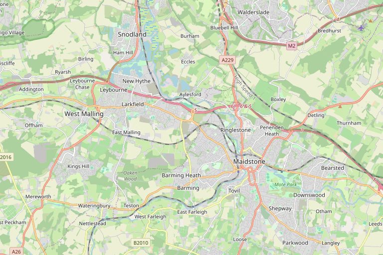 Map of Maidstone and the surrounding area