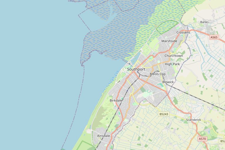Map of Southport and the surrounding area