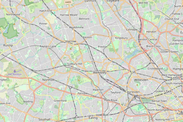 Map of Wembley and the surrounding area