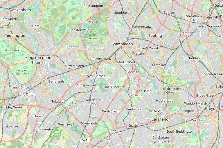 Map of Wimbledon and the surrounding area